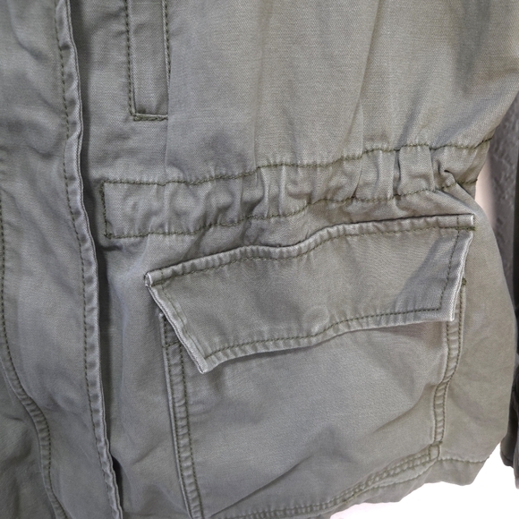 Madewell Cinched Waist Jacket Olive Green Canvas Zip Up Pockets Size Large - Picture 7 of 16